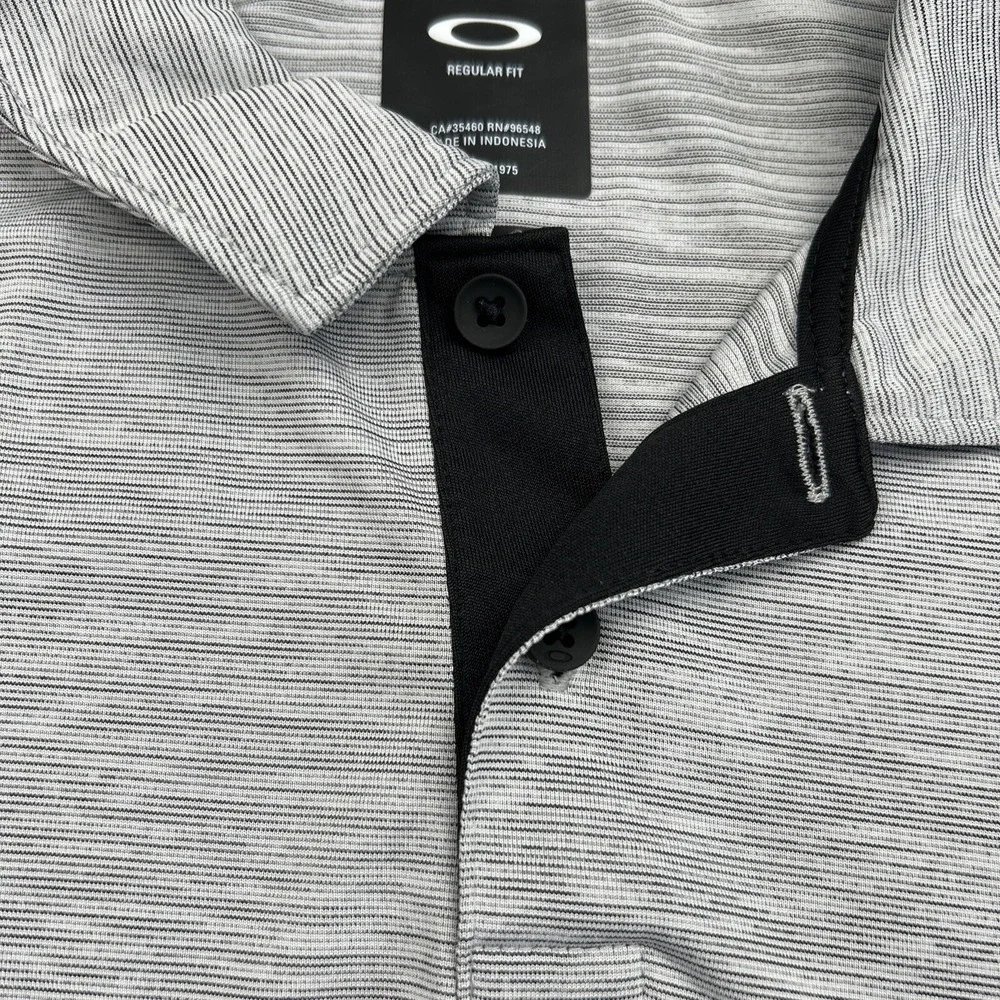 Oakley Regular‎ Fit Mens Small Golf Polo Short Sleeve Shirt Gray Black *READ*